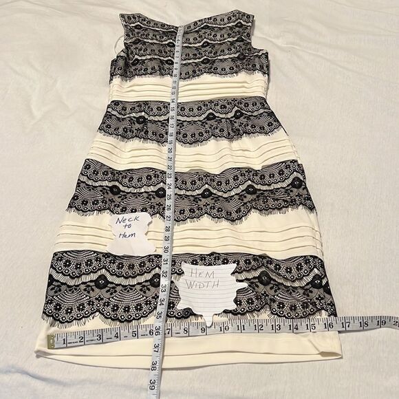 Jax sz8 black & white lace trimmed fully lined side zip bodycon midi dress GUC - Picture 8 of 8